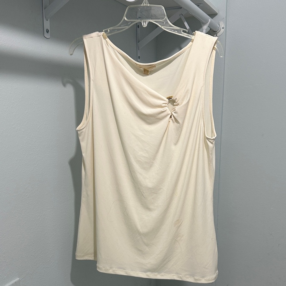 Michael Kors Cream Tank Top with Ruched Detail